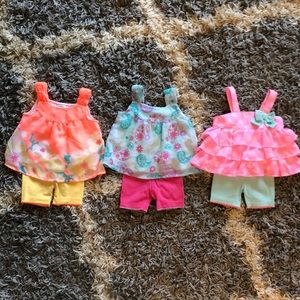 6PIECE! Newborn Baby Girl Top/Shorts Combo